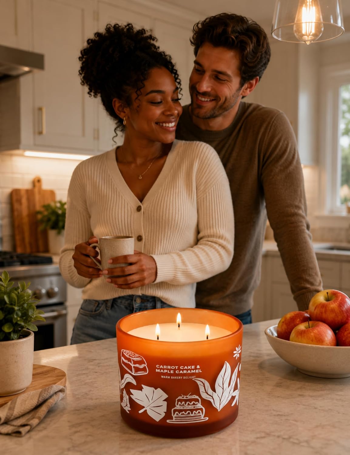 Carrot Cake Maple Caramel Scented Candle | Large 3 Wick Scented Soy Candle for Home | 14.5oz Sweet Carrot Cake Candle | Maple Bakery Candles | Long Lasting Clean Burn | Gift for Women & Men