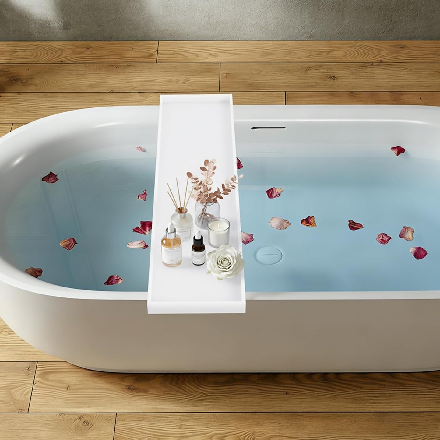 Acrylic Bathtub Tray, Bathtub Caddy with Metal Handles, Multifunctional Bath Tub Tray Bathtub Shelf Tray Simple Bath Board for Wine Glass, Clear Acrylic Bathtub Caddy Shelf