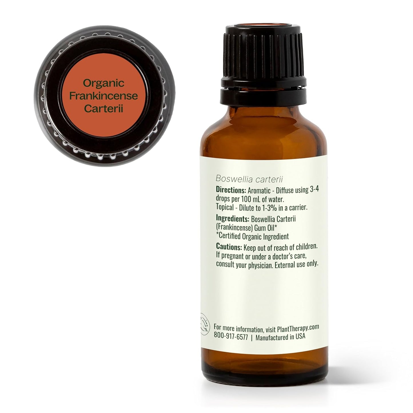 Plant Therapy Organic Frankincense Carterii Essential Oil 30 mL (1 oz) 100% Pure, USDA Certified Organic, Undiluted, Grounding Aromatherapy for Yoga and Meditation