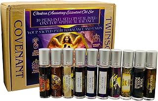 Twinflame Aromatherapy Roll-On Set – 10 Chakra-Aligned Essential Oil Blends with Archangel Energy, Scripture, and Crystals – 10ml Each for Meditation, Prayer & Energy Support