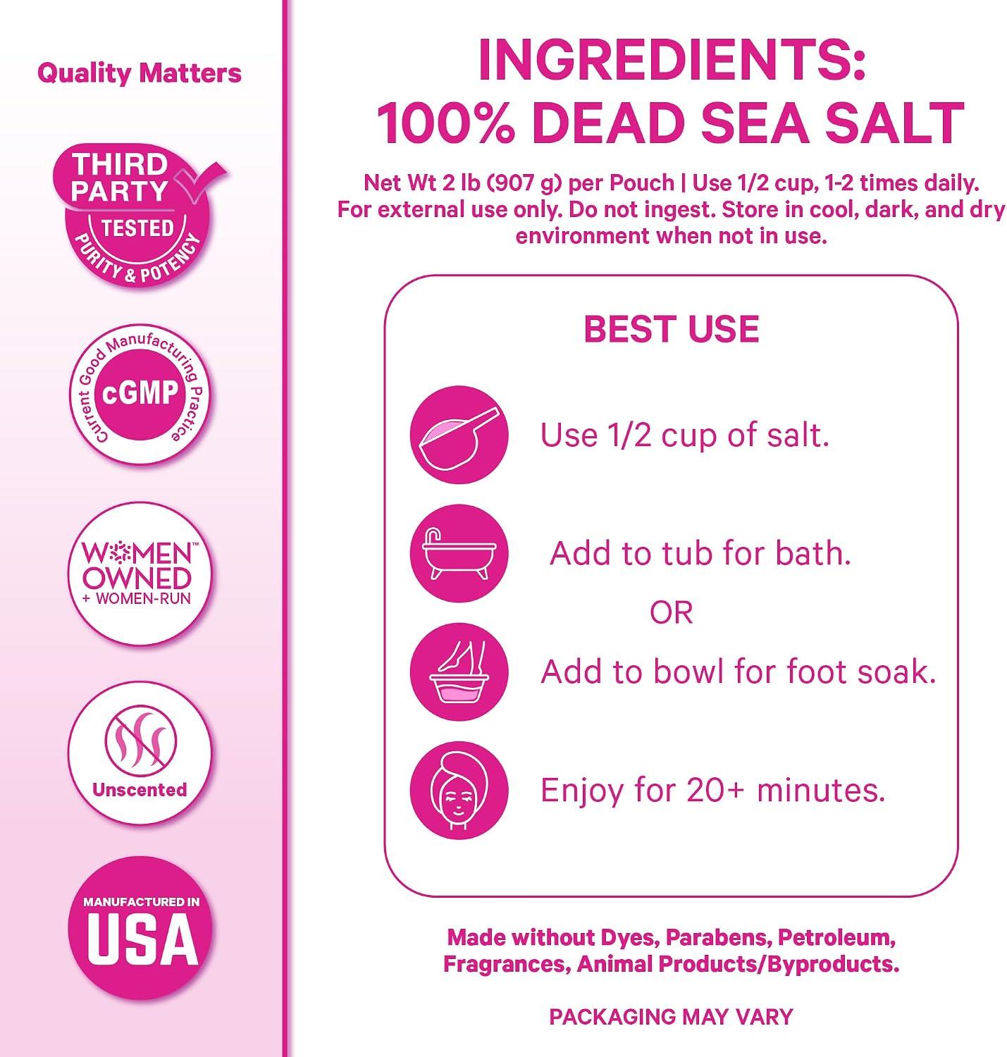 Pink Stork Pregnancy Bath Soak – Unscented Magnesium Flakes for Bath or Foot Soak – Pure Dead Sea Salt – Relief for Pregnancy Aches, Swollen Feet, and Stress – Clean, Fragrance-Free – 2 lb