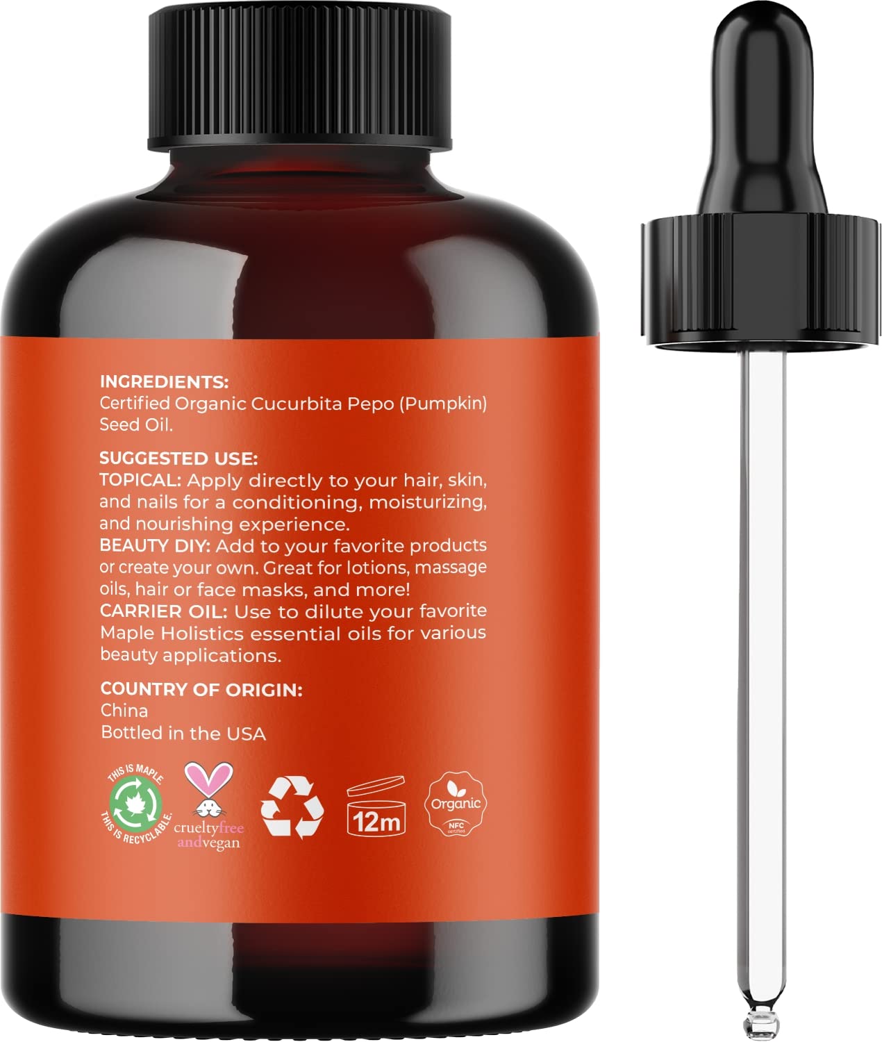 Certified Organic Rosemary and Pumpkin Oils - Pure USDA Organic Rosemary Essential Oil for Hair Skin and Nails plus Aromatherapy with Certified Organic Pure Pumpkin Seed Oil for Hair Skin and Nails
