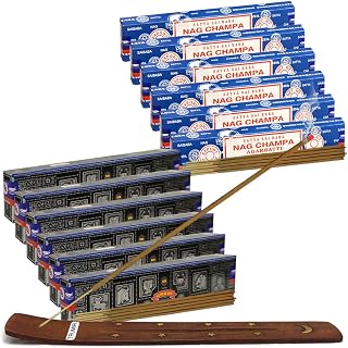 Nag Champa Incense Sticks and Super Hit Incense Sticks with Incense Holder Bundle for Home Fragrance and Spiritual Décor