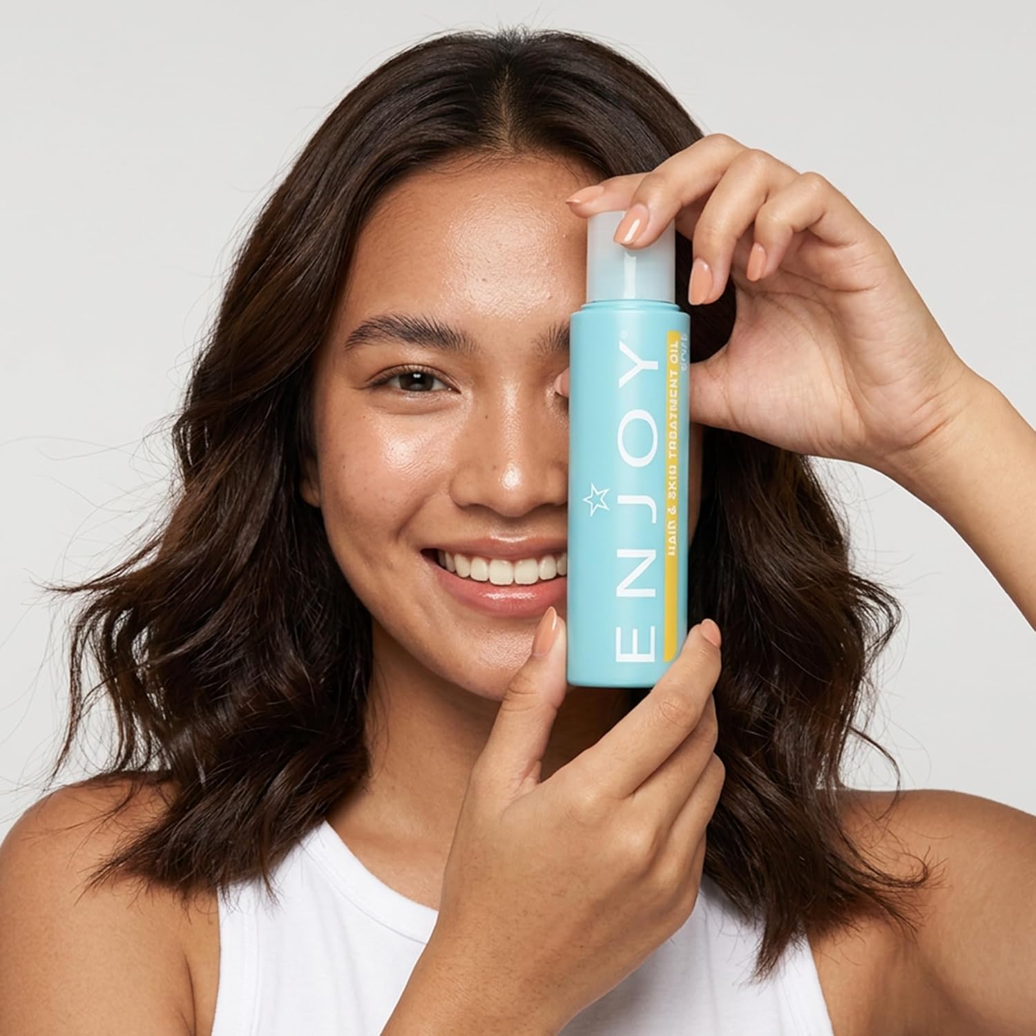 Enjoy Hair & Skin Treatment Oil, Quick-Absorbing Argan and Linseed Oil Blend, Weightless Hydration and Faster Drying Time for Hair and Body, 3.4 Oz