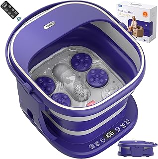 Puboo Collapsible Foot Spa Bath Massager with Heat, 95-115°F Precise Temp Control, Motorized Massage Rollers, Heated Foot Bath Soak Tub, Fits up to US Men’s Size 11 / Women’s Size 12.5