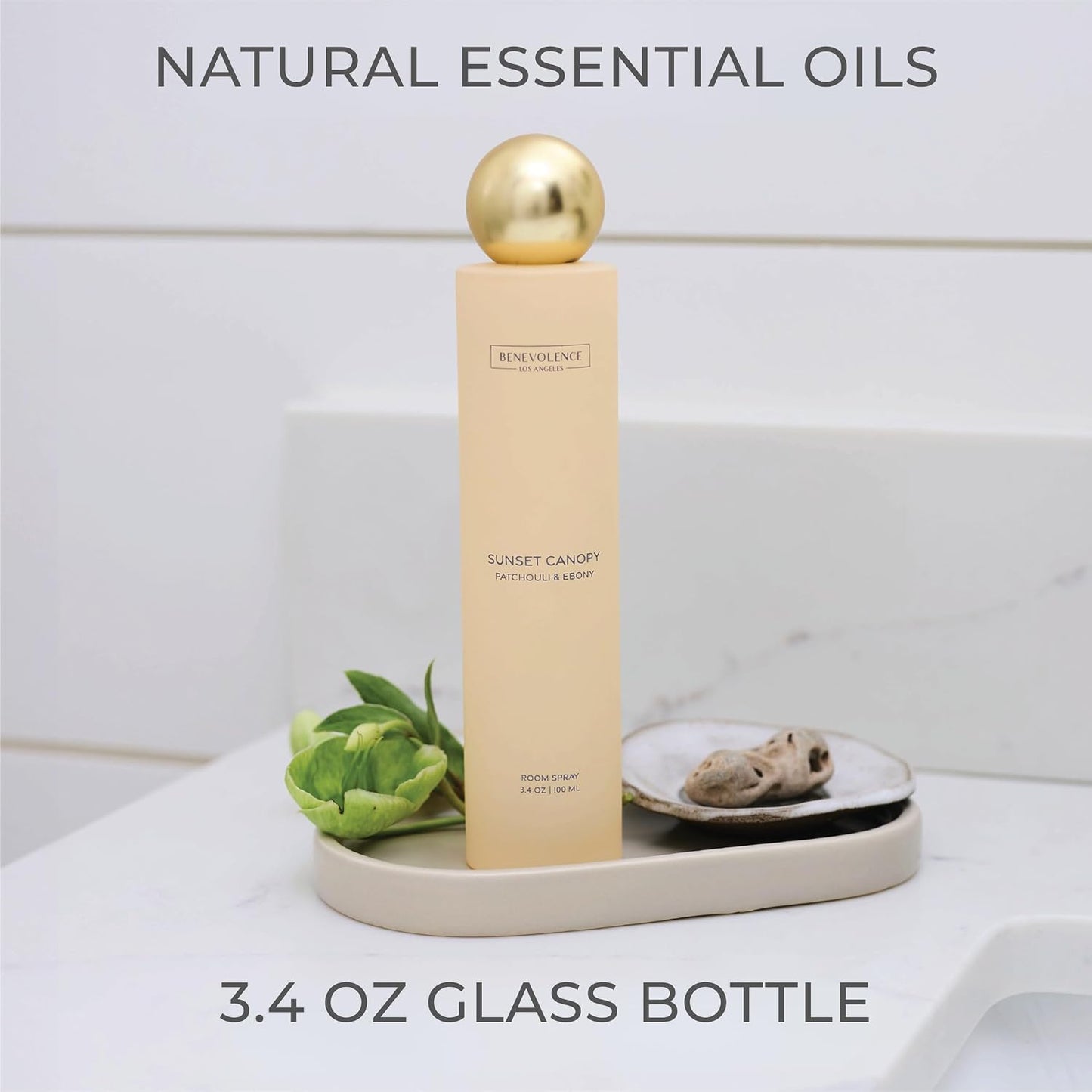 Patchouli & Ebony Room Spray | Benevolence LA Sunset Canopy | 3.4oz | Home, Pillow & Linen Fragrance Spray | Low VOC, No Alcohol | Malibu Sands Collection