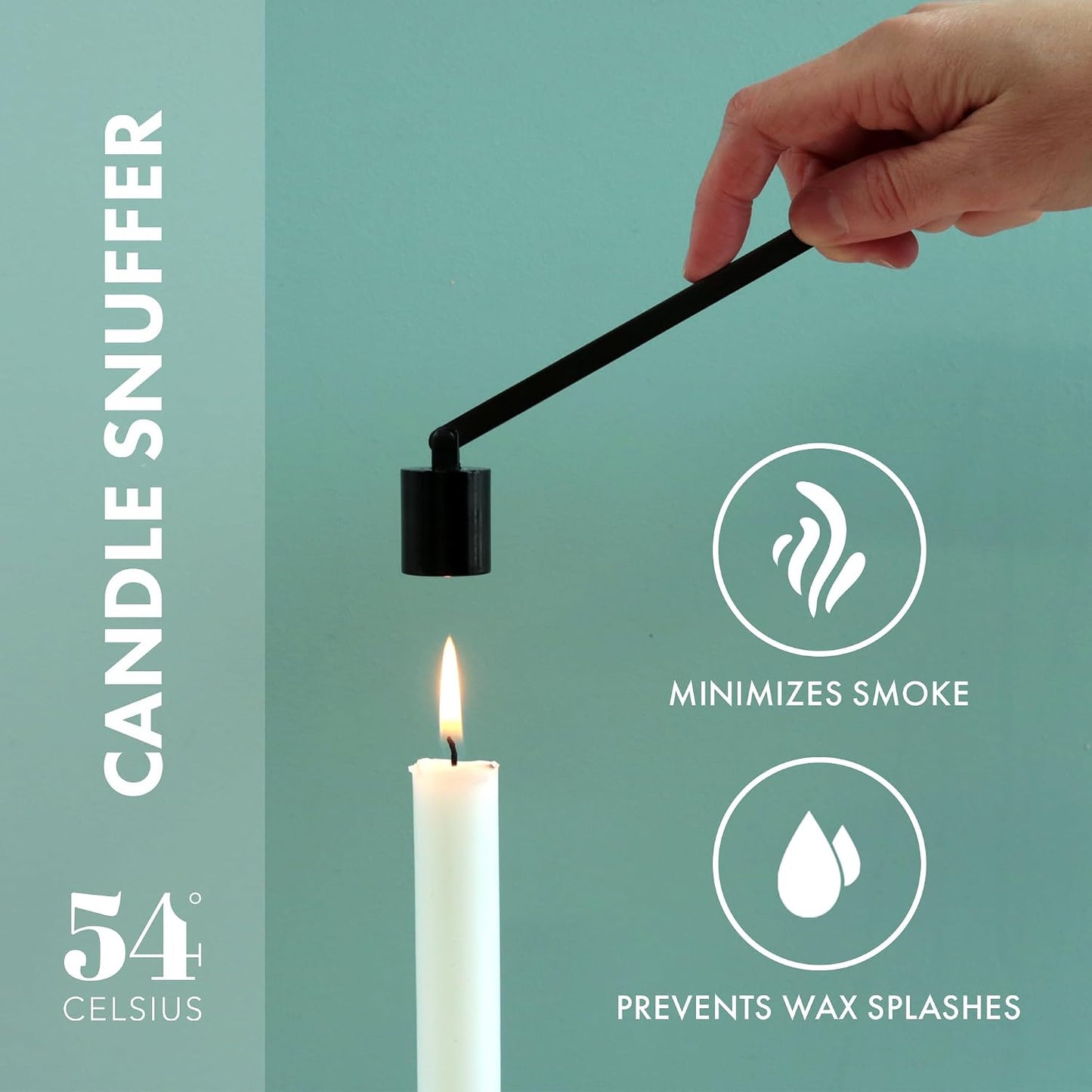 54Celsius Candle Care Set: Wick Trimmer & Snuffer | Black Stainless Steel | Ideal for Taper Candles & Candlesticks | Enhance Candle Life & Reduce Smoke