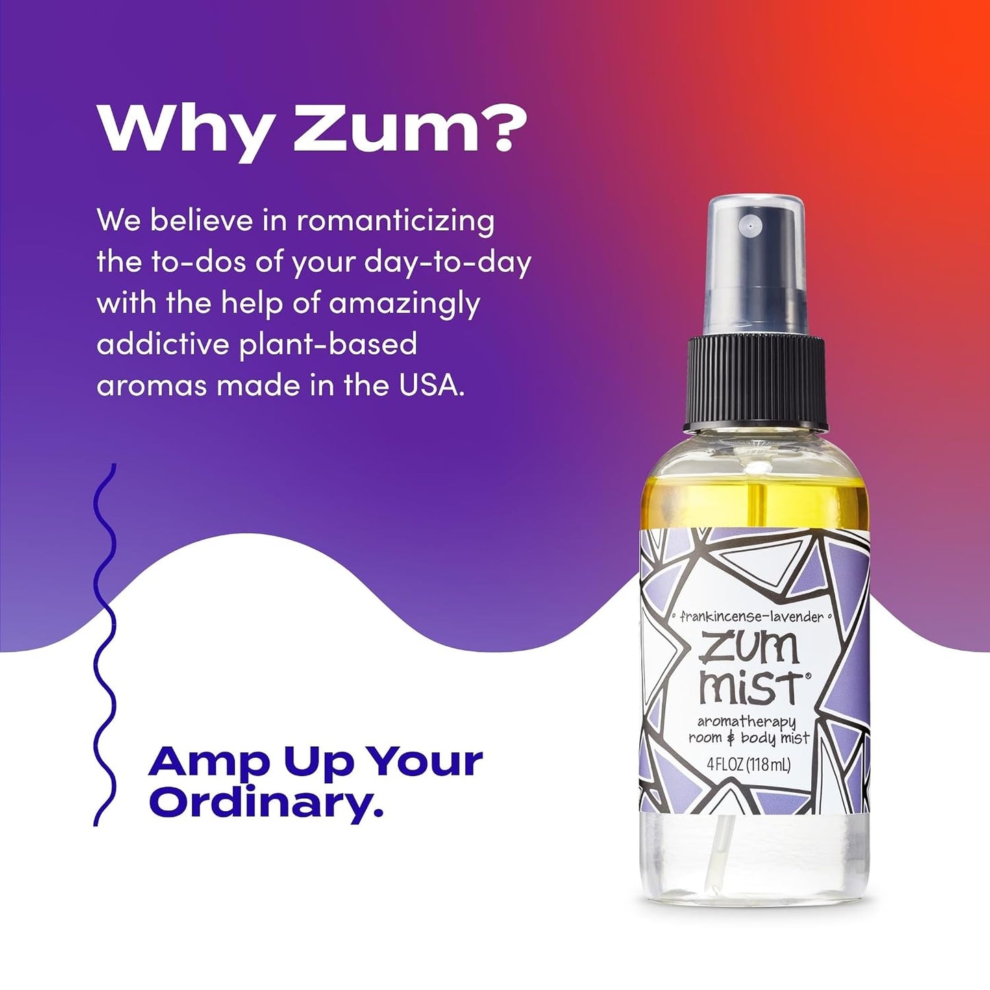Indigo Wild Zum Mist Room & Body Spray - Aromatherapy Essential Oil Spray - Natural Body Mist & Room Spray - Frankincense-Lavender Scent - 4 fl oz