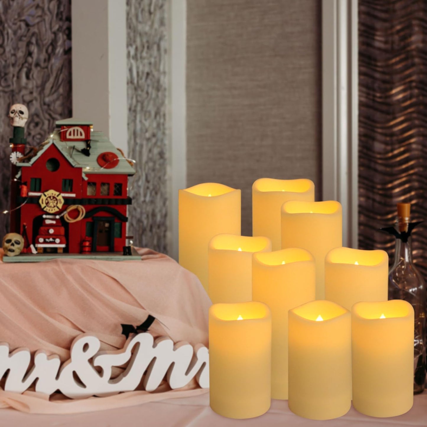 fclayvts 24-Pack LED Flameless Candles with Remote Control -Flickering Electric Candles- Timer Candles -3D Flame, for Halloween Christmas Parties,Wedding,Home,Gift and Special Occasions(Three Sizes)