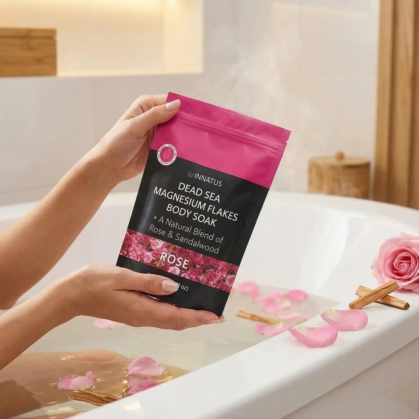 Pure Dead Sea Magnesium Flakes Clarity Soak – Relaxing & Replenishing 14oz Bath Soak – Infused with Infused with Natural Oils for Muscle Recovery (Rose)