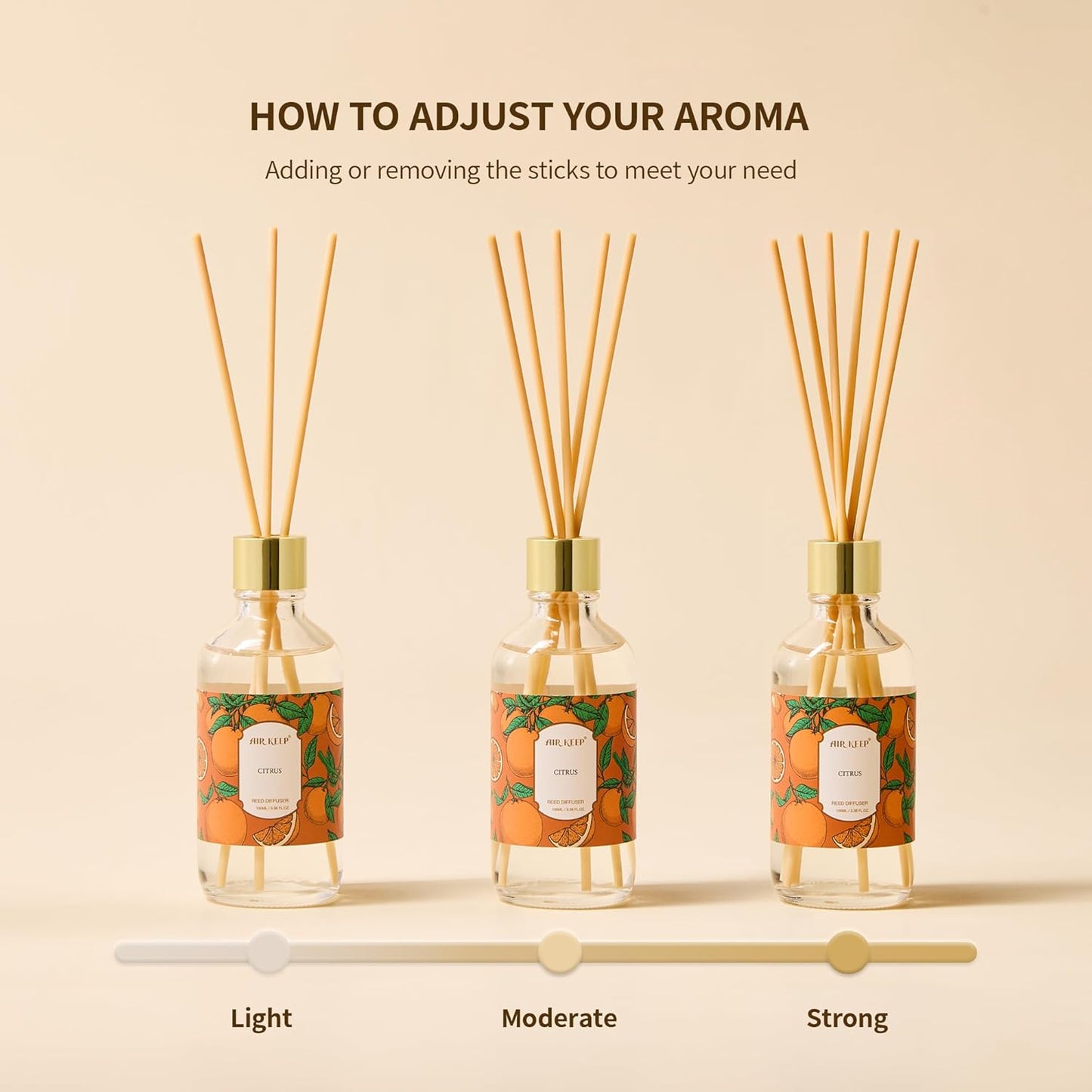 Airkeep Reed Diffuser Oil Set with Reed Sticks,Vanilla Aromatherapy Oil Scent Diffuser for Home Office Bathroom Decoration Perfume and Gifts 3.38 oz/100ml