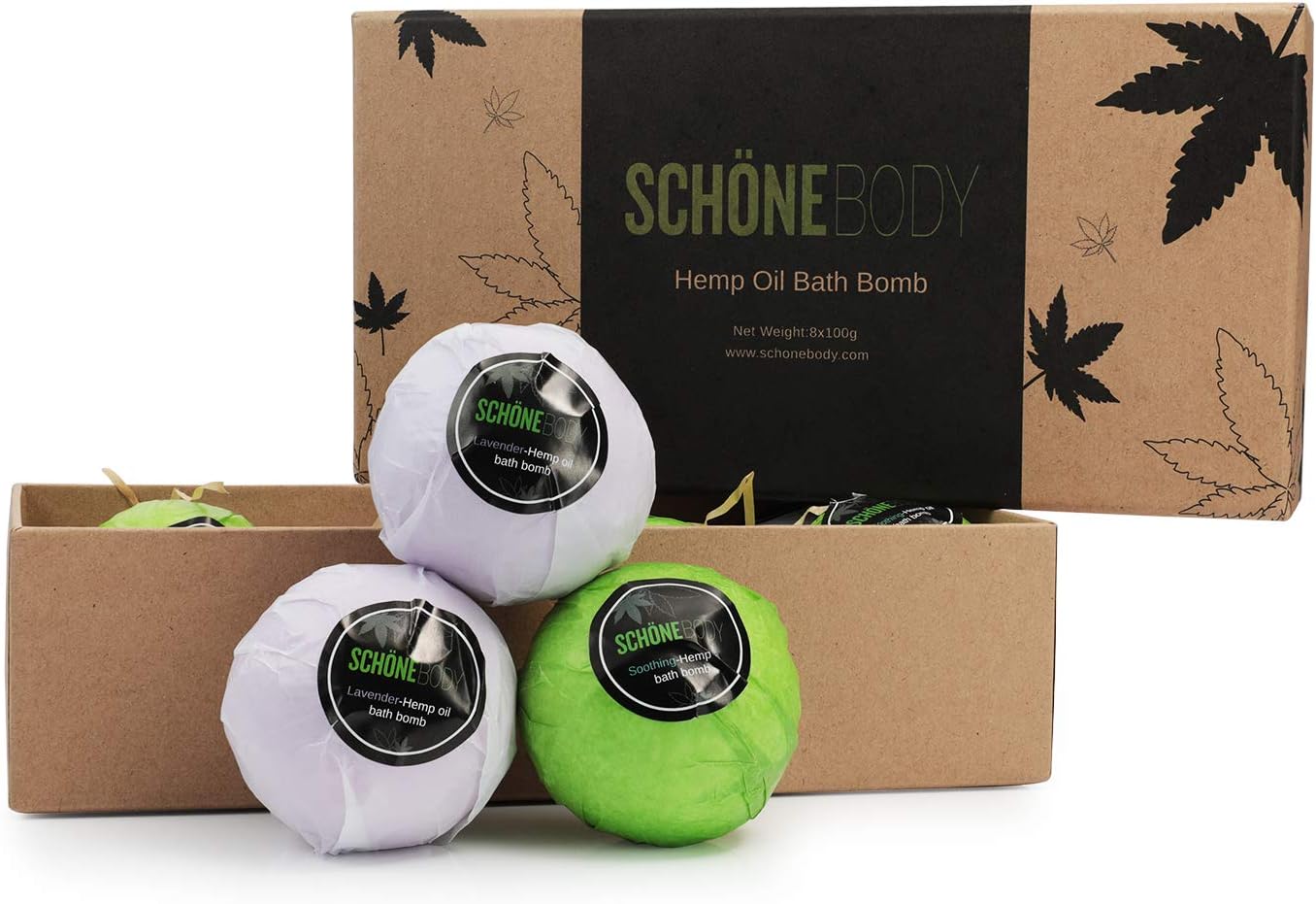 8 Pack Hemp Bath Bombs Set for Muscle Therapy & Relaxation | Large Vegan Fizzy Spa Gift for Women & Men | Natural Lavender, Mint Oils Moisturize Dry Skin & Soothe Stress, Wife Stocking Stuffers Gifts