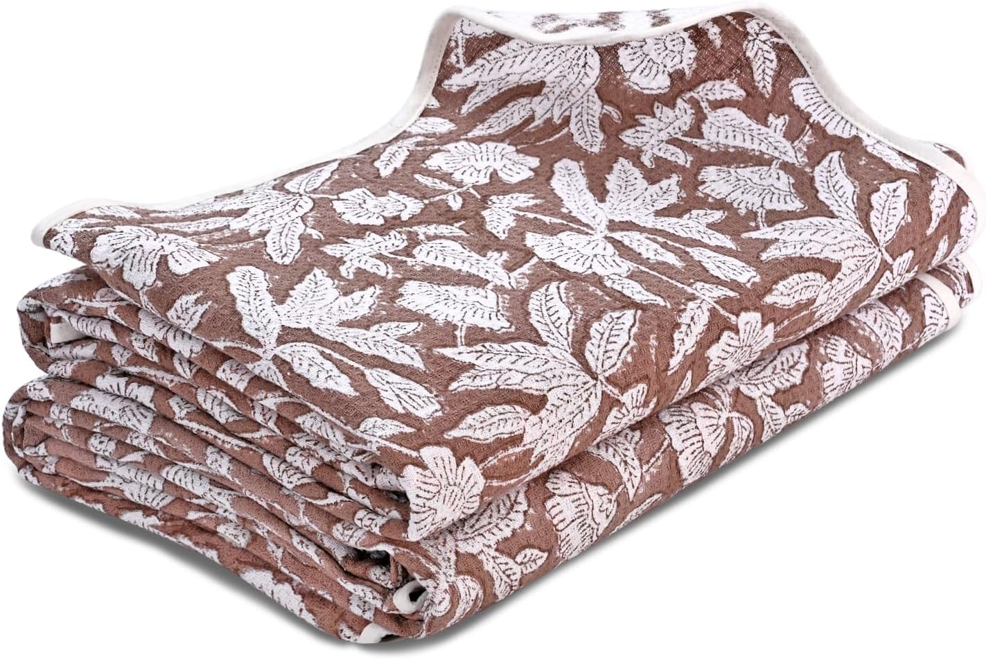 Ridhi Block Print Oak Brown Cotton Spa/Beach Towel 27"x54" Set of 2 Handmade Beach Towel, Quick Dry Turkish Style Bath, Soft Absorbent Luxury Towel for Home, Gym & Spa, Hair Drying