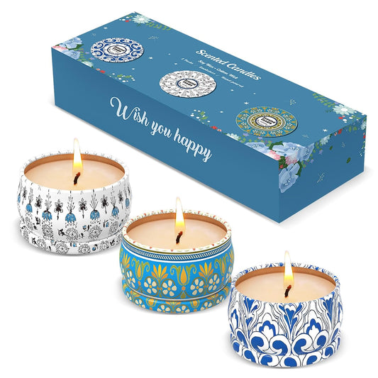 Scented Candles Gift Set, 3 Pack Candles for Home Scented, Long Lasting Soy Wax Aromatherapy Candle Set, Gifts for Women with