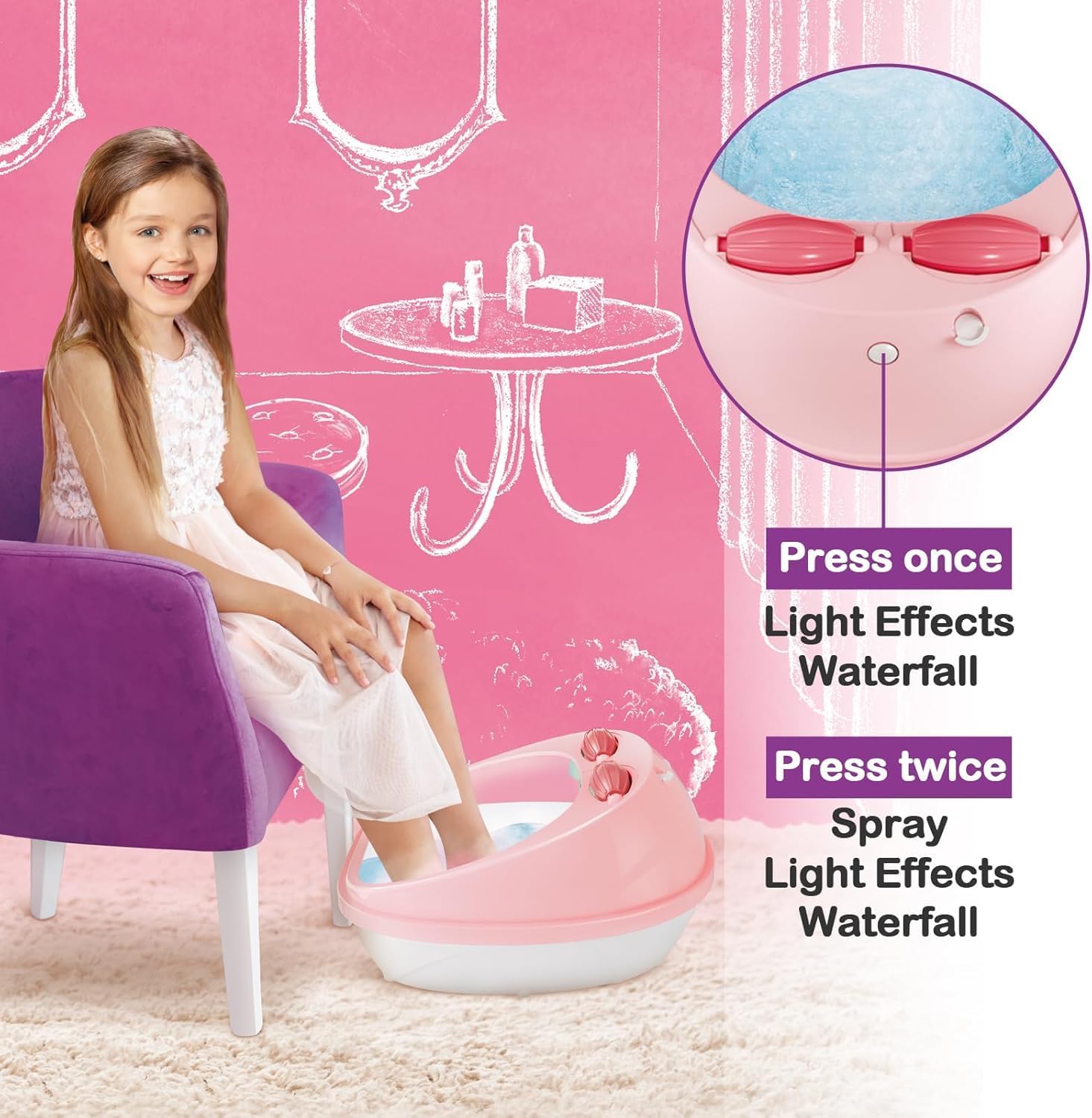 Spa Day Gift Set for Girls, Christmas Birthday Gift Nail Art Salon Sensory Beads Foot Spa Accessories Kit, Foot Soak Tub for Ages 5 6 7 8 9 10-12 Year Old Girl Gifts (Girls)