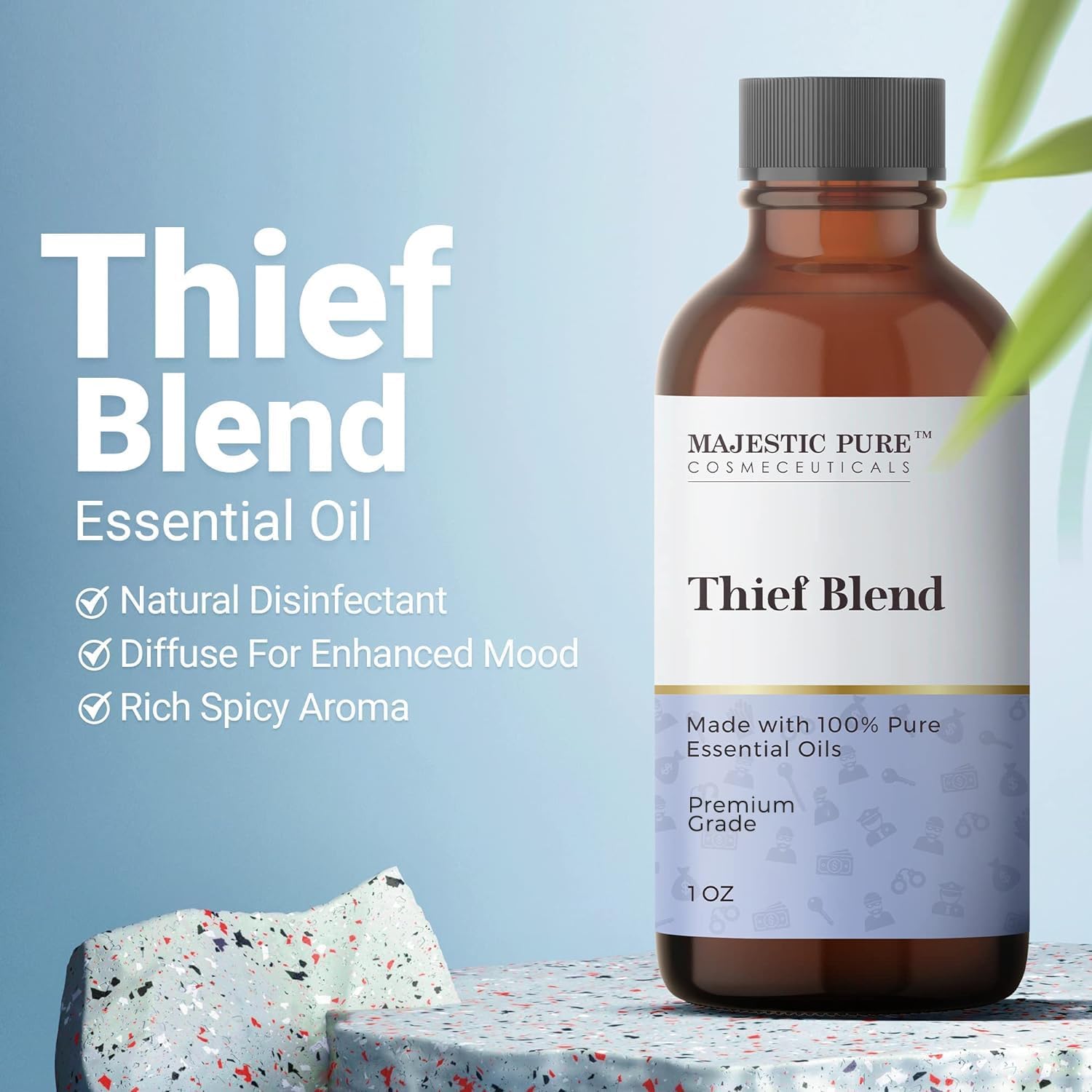 Majestic Pure Essential Oil Blend with Eucalyptus, Rosemary, Lemon & Other Oils | 100% Pure Premium Oil for Uplifting Mood, DIY Products, Cleansing | Essential Oils for Diffusers & Aromatherapy | 1oz