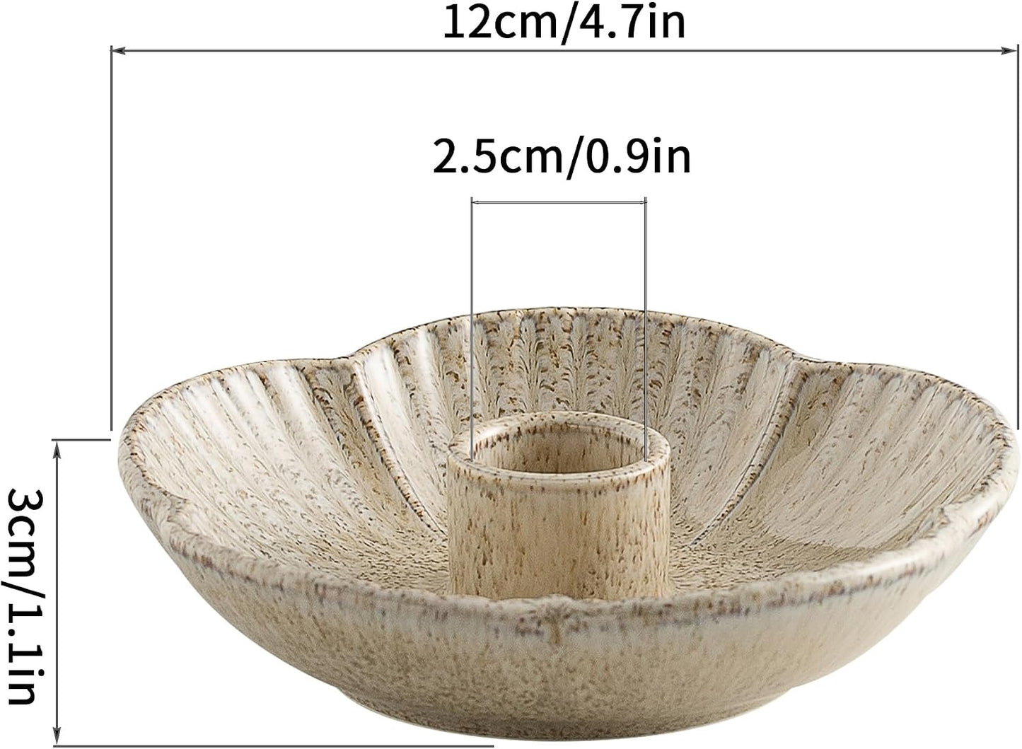 Mecaikru Ceramic Candle Holders Taper Candlestick Holder Flower Plate Tray for Candles, Incense, Santo Palo, Christmas Wedding Anniversary Party Home Decor (Camel)