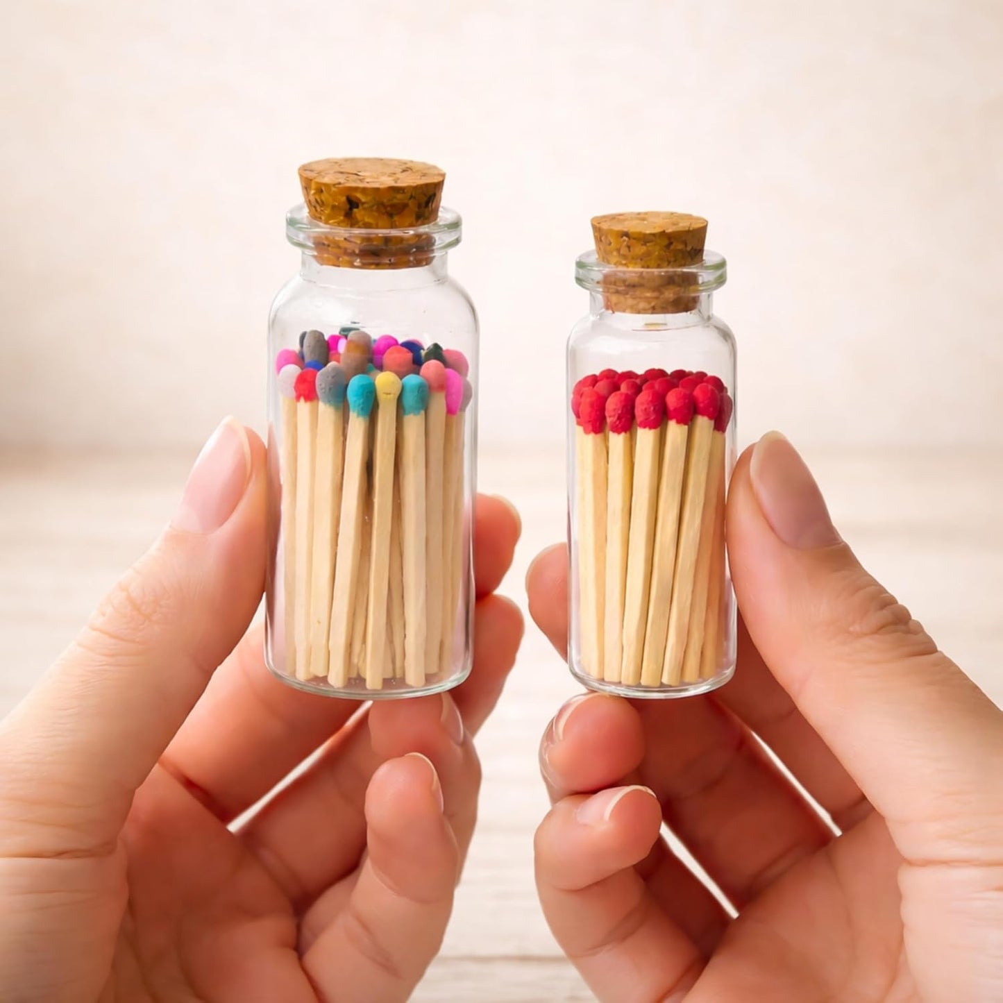Chandler Studio 40+ Matchsticks Safety Matches in Jar - Strike On Bottle Glass Jar 2" Inch Matchsticks (10 Bottles, 40 Matchsticks Jar)