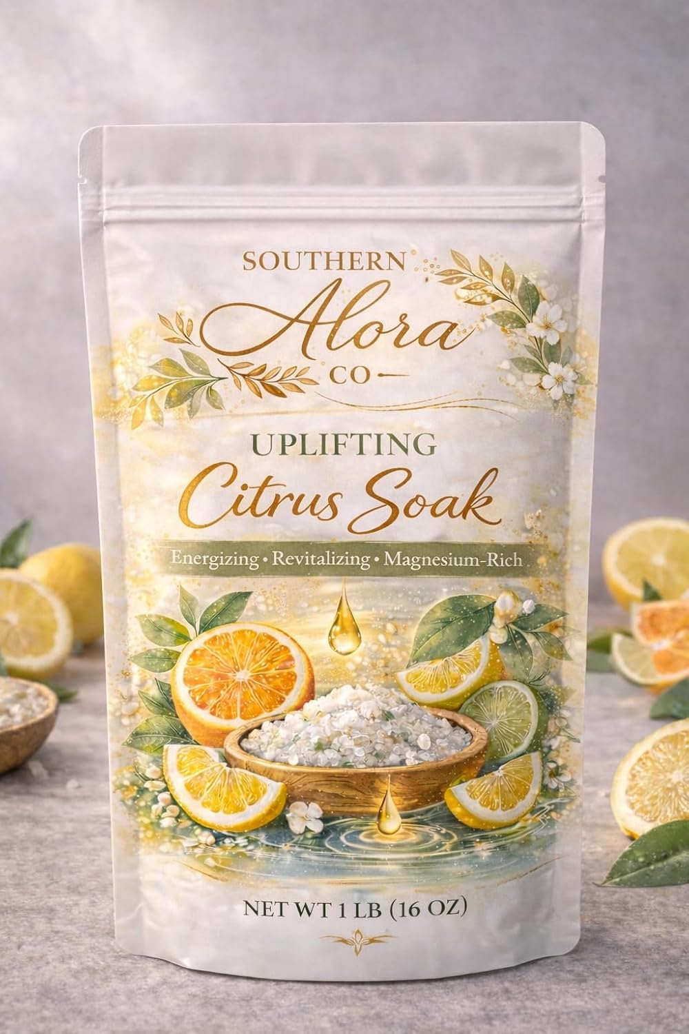Bath Salts for Women Relaxing – Magnesium Bath Soak with Epsom Salts for Bath & Dead Sea Salt – Aromatherapy Citrus Bath Salts with Orange Lemon Grapefruit – Relaxing Spa Bath Soak – 1 lb