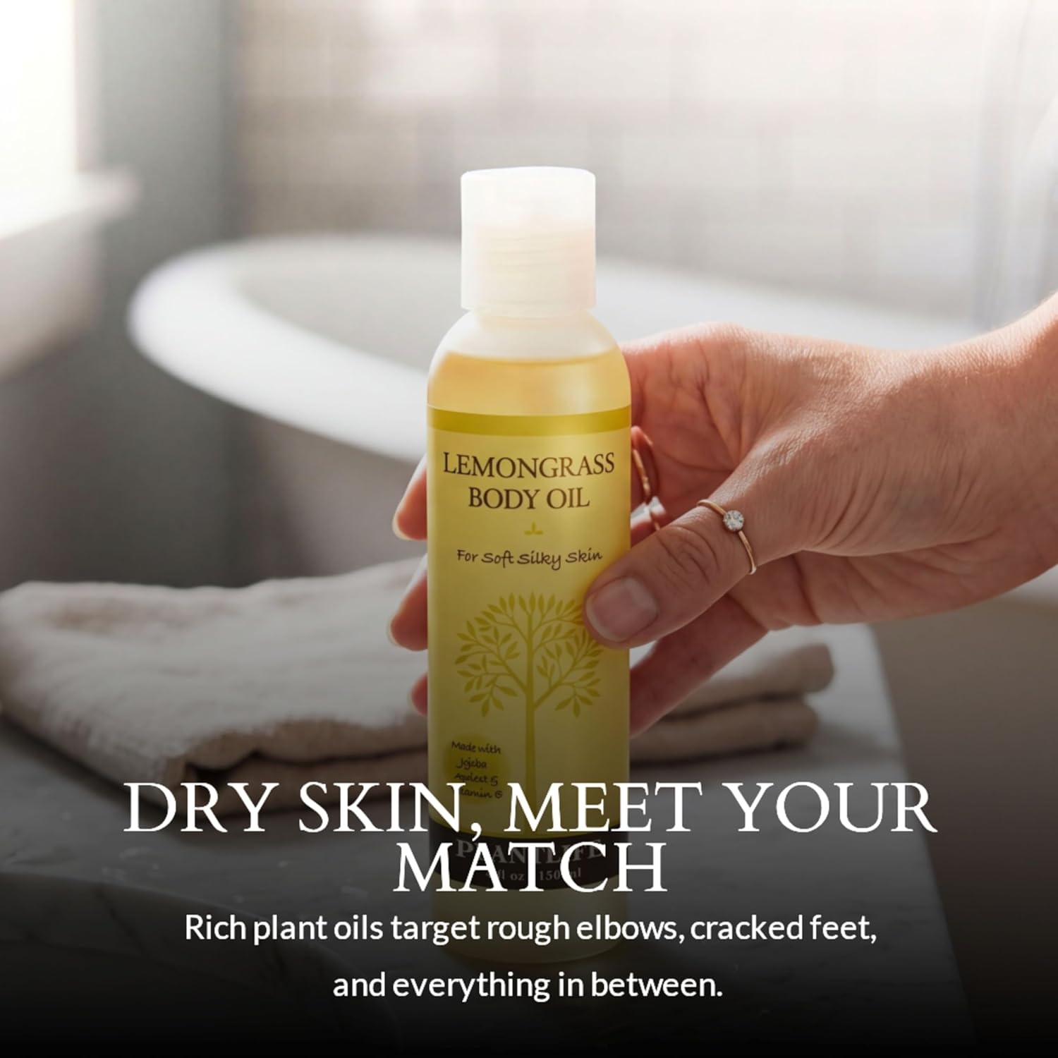 Plantlife Lemongrass Body Oil - Moisturizing Natural Body Oil for All Skin Types - Nourishing Dry Skin and Making It Feel Soft and Silky for Women & Men - Bath, Body & Massage Oil - 4oz