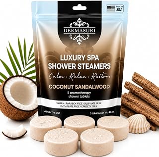 Shower Steamers Aromatherapy, Essential Oil Pods Infused for Relaxation, Shower Pods Aromatherapy - Calming, Stress Relief & Self Care Gifts for Women - Coconut Sandalwood