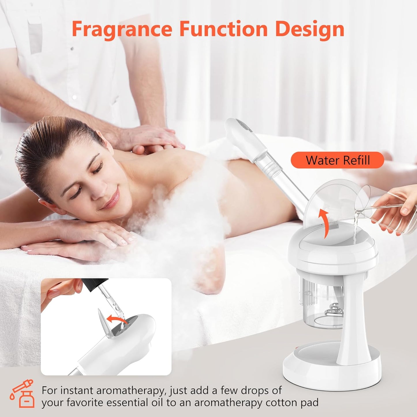 Facial Steamer - TASALON Ozone Face Steamer for Facial, Portable Facial Steamer with Removable Water Tank, Nano Ionic Facial Steamer for Home Salon Spa or Personal Care, White