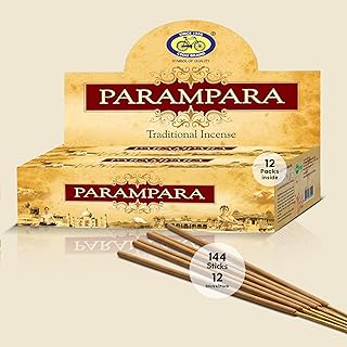 Cycle Parampara Premium Incense Sticks – Sandalwood Masala Incense with Earthy Warmth for Relaxation, Rituals & Mindfulness – 12 Sticks/Pack, 12 Packs/Box (8 Inch, 144 Sticks) | 30 Minutes Burn Time