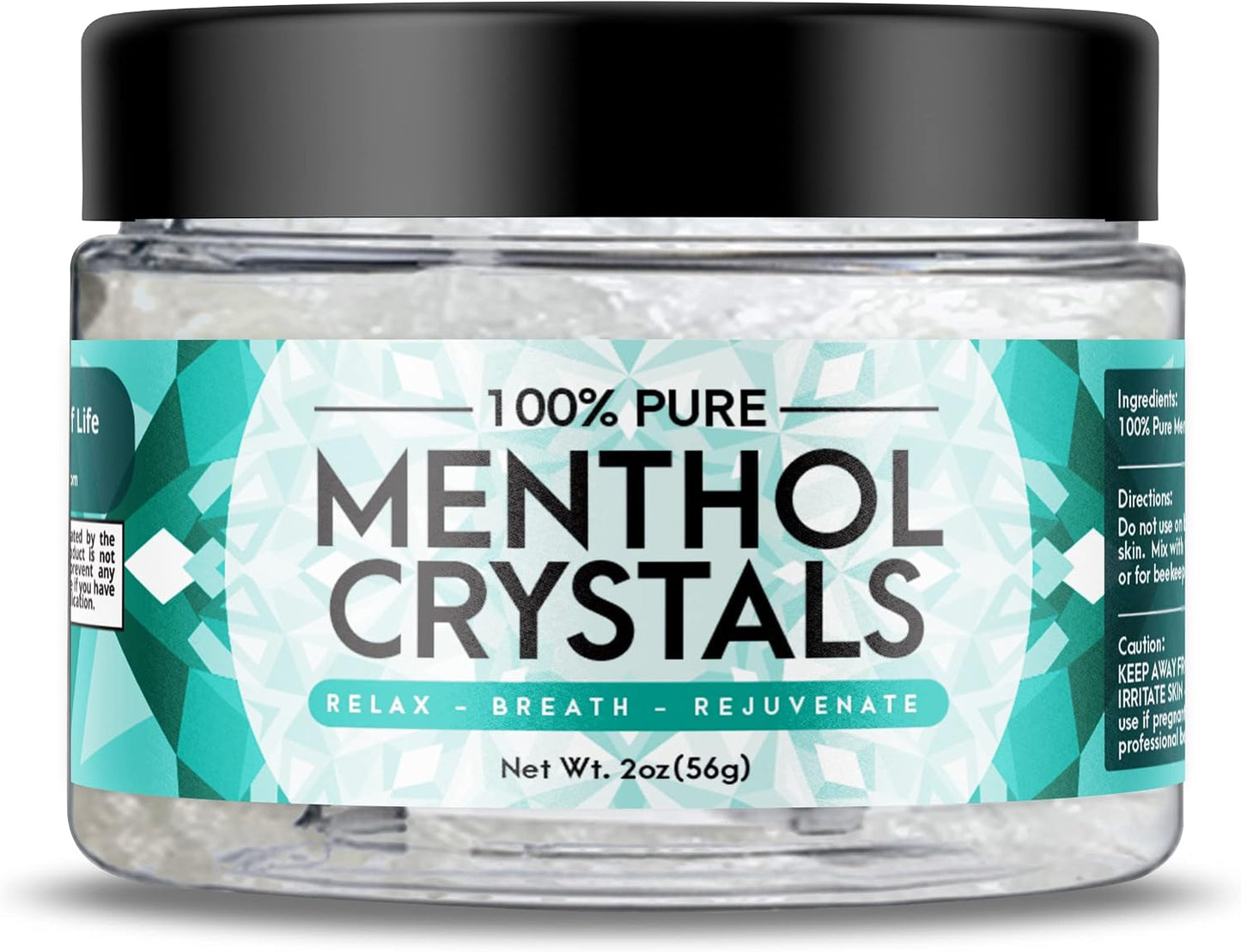 Three Drops of Life Menthol Crystals, Natural Mentha Arvensis, Aromatherapy for Shower Steamers, Humidifiers, Room Freshener or Addition for Cosmetics and Blends (2oz)