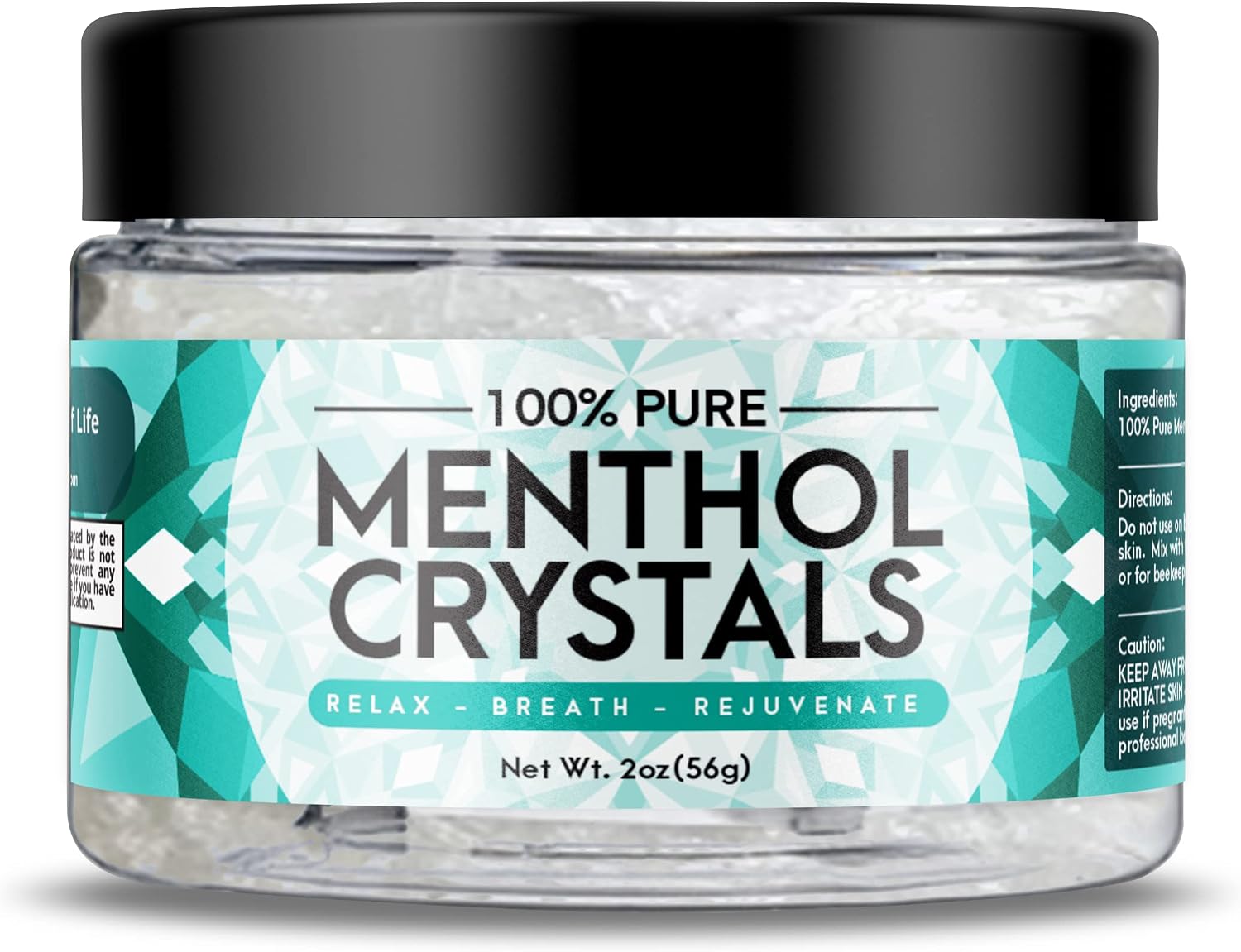 Three Drops of Life Menthol Crystals, Natural Mentha Arvensis, Aromatherapy for Shower Steamers, Humidifiers, Room Freshener or Addition for Cosmetics and Blends (2oz)