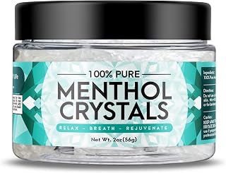 Three Drops of Life Menthol Crystals, Natural Mentha Arvensis, Aromatherapy for Shower Steamers, Humidifiers, Room Freshener or Addition for Cosmetics and Blends (2oz)