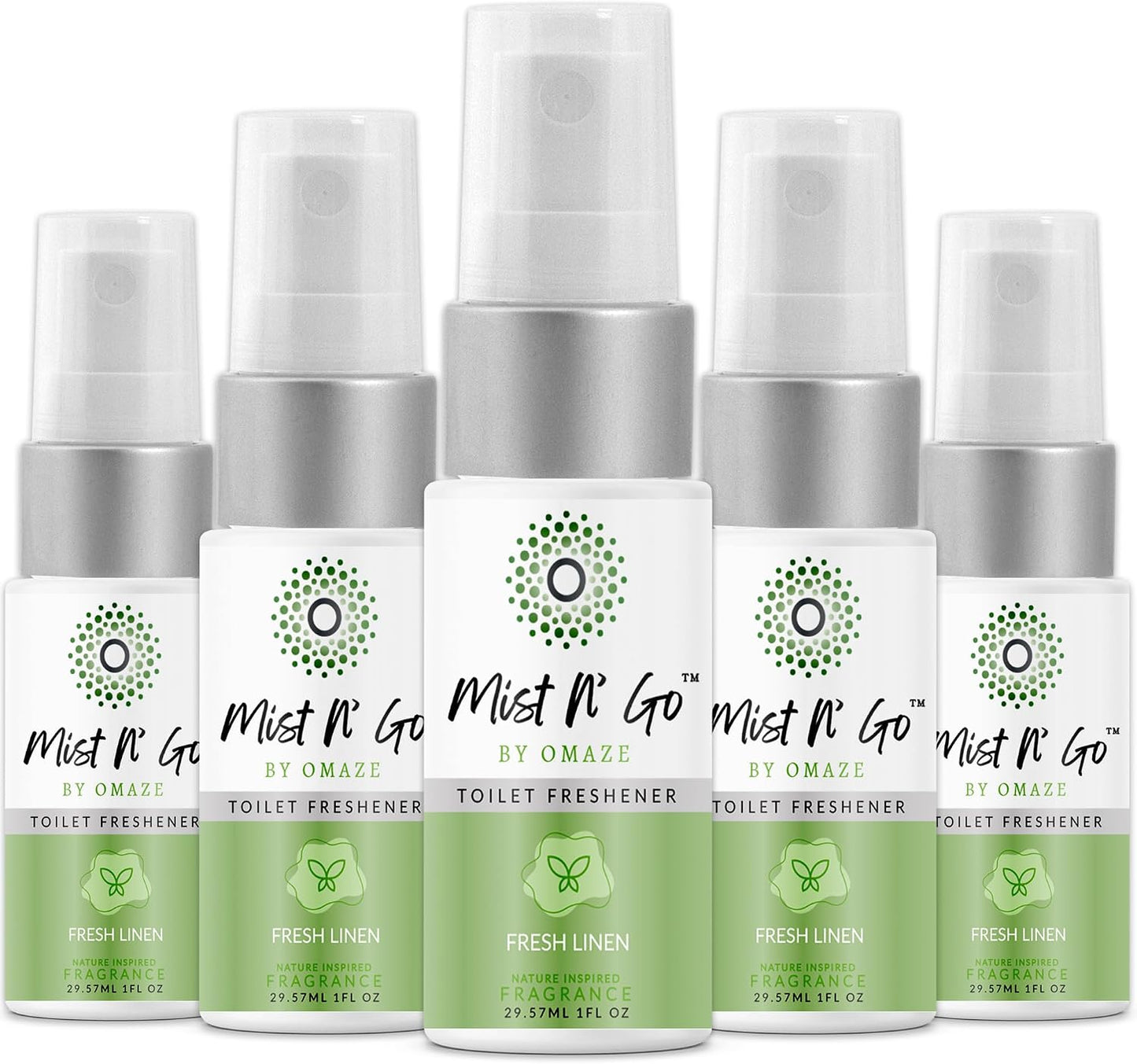by Omaze Travel Bathroom Spray - Toilet Odor Eliminator & Air Freshener - Fresh Linen (1oz x5)