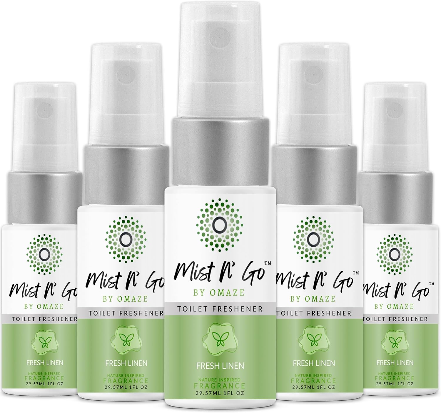 by Omaze Travel Bathroom Spray - Toilet Odor Eliminator & Air Freshener - Fresh Linen (1oz x5)