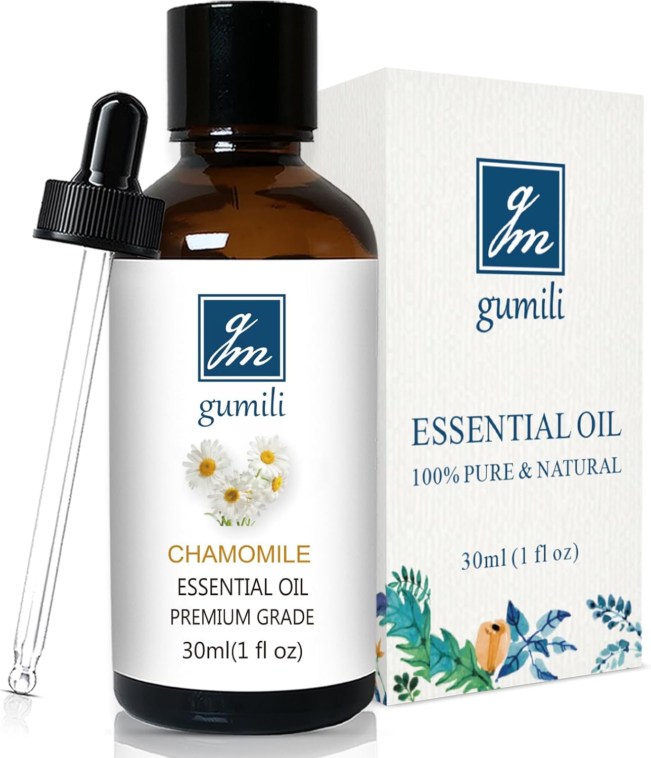 GM Gumili Chamomile Essential Oil 1 Oz - Pure Chamomile Oil for Skin, Relaxation & Aromatherapy, Diffuser, Massage & DIY
