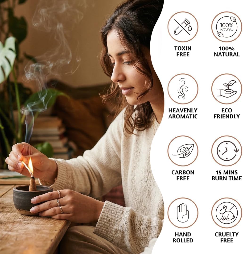 Folkulture Incense Cones (60 Cones) | Set of 6 Summer Vibes Fruit Incense Cones for Air Freshener, Relaxation, Aromatherapy Gifts | No Charcoal,Organic,Non Toxic Citrus,Coconut,Mango Inscents-Cones