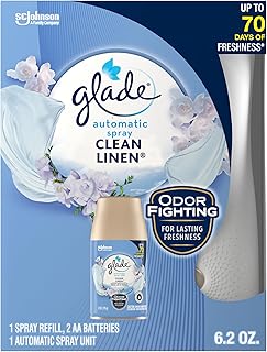 Glade Automatic Spray Refill and Holder Kit, Air Freshener for Home and Bathroom, Clean Linen, 6.2 Oz