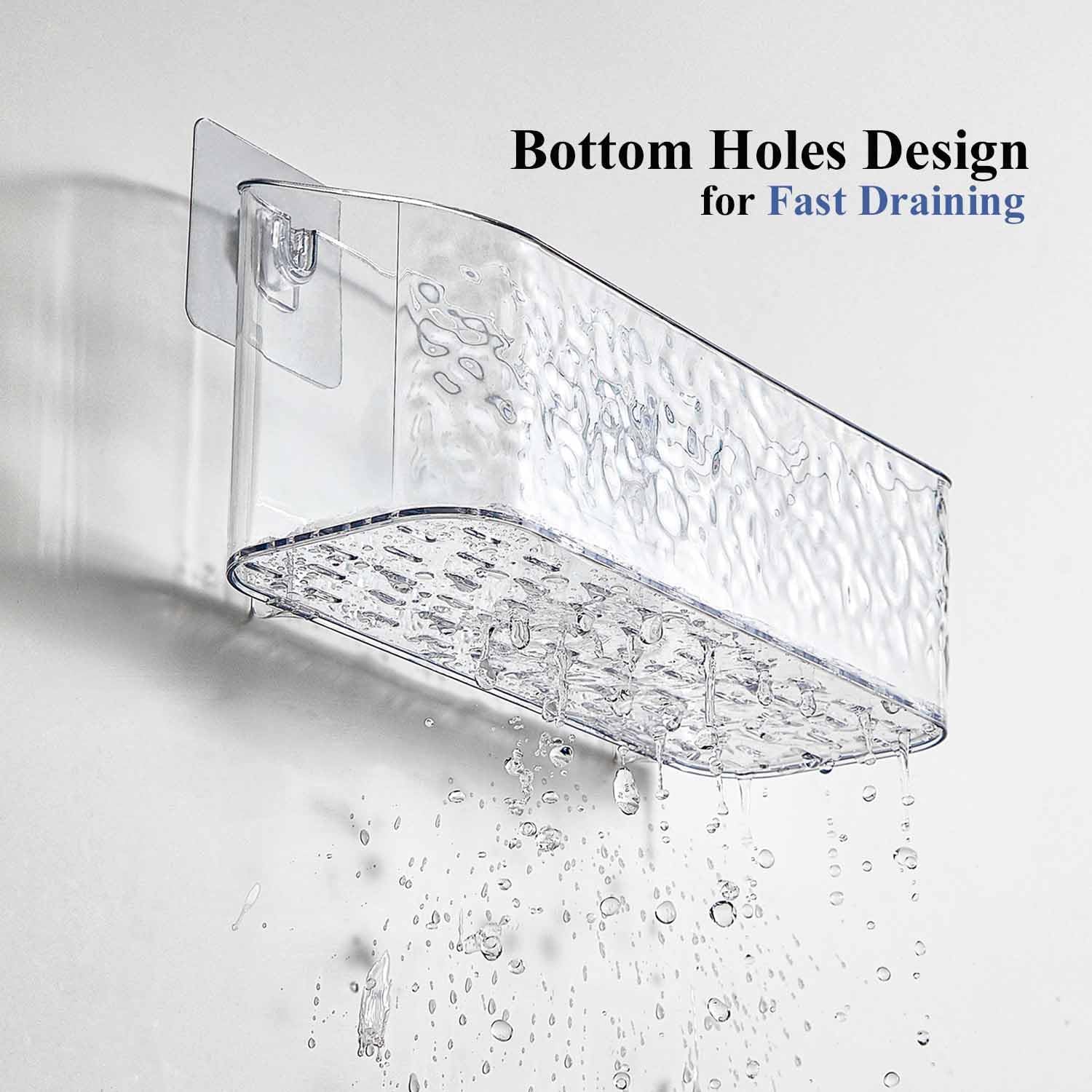 Bath Toy Storage Organizer, Bathtub Toy Storage Holder, Large Capacity Wall Mounted Shower Caddy Shower Organizer, No Drill Shelves Basket, Wave, 2 Pack