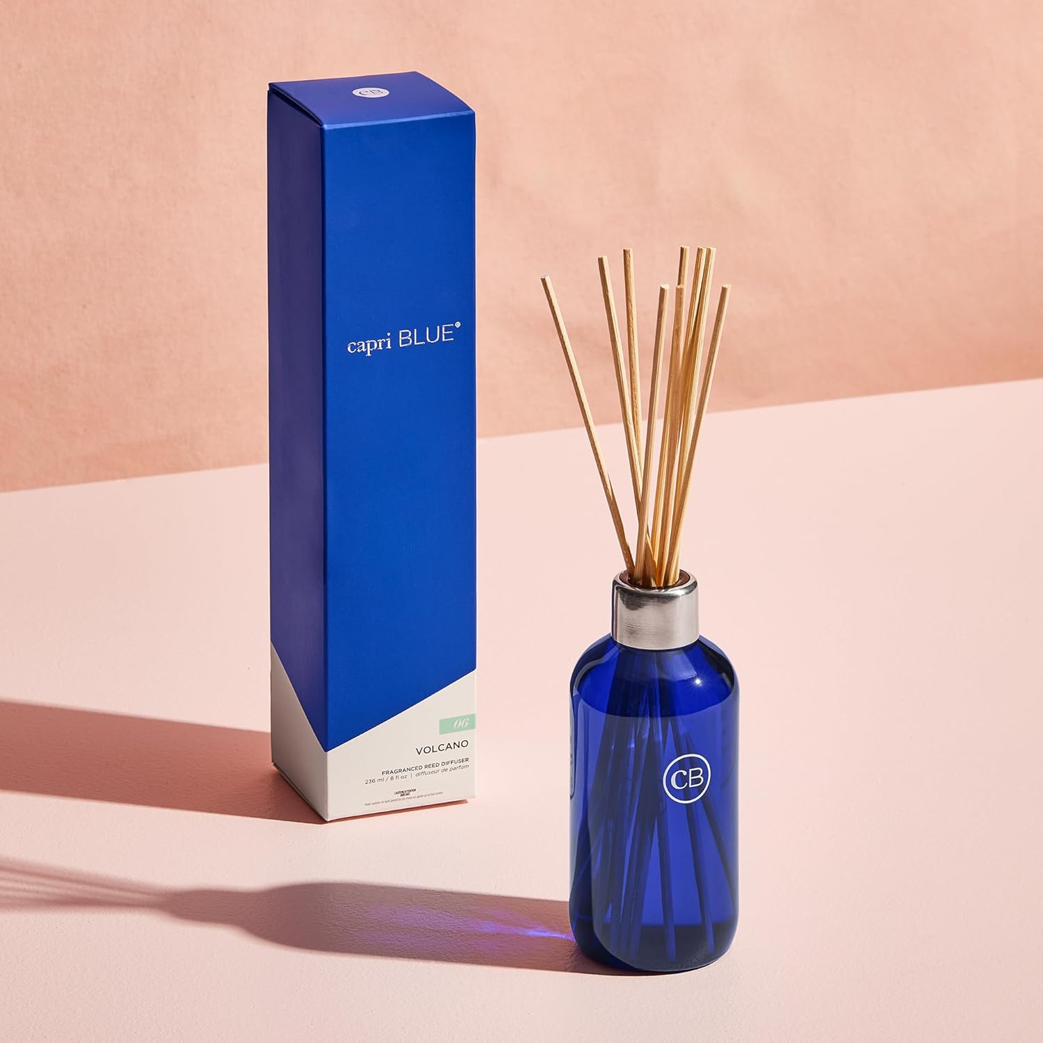 Capri Blue Volcano Reed Diffuser Set - Includes Reed Diffuser Sticks, Fragrance Oil, and Glass Bottle - Luxury Scented Room Fresheners - Cobalt Blue (8 fl oz)