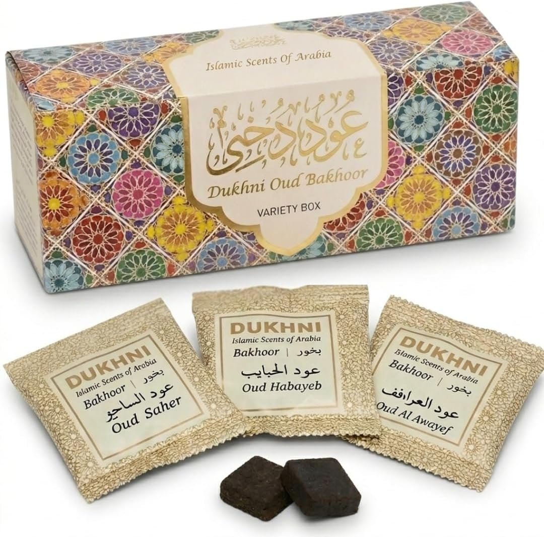 Oud Bakhoor Variety Box by Dukhni | Assorted Box | 30 Pieces Bakhoor | Gift Set & Refill Kit | Arabic Incense | Islamic Gifts, Eid & Ramadan Gift | Luxurious, Long Lasting