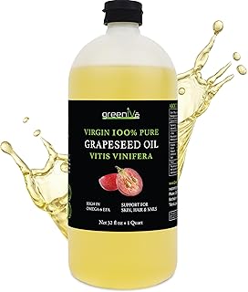 GreenIVe Grapeseed Oil Naturally Grown 100% Pure Cold Pressed Light Flavor High Tempurature Cooking 32oz