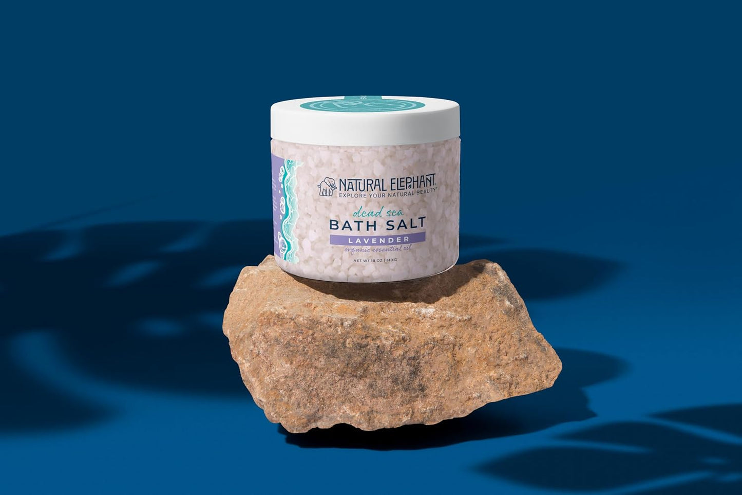 Natural Elephant Dead Sea Bath Salt Bathing and Foot Soak for Relaxing and Nourishing- 100% Pure with Essential Oil - Medium Coarse Grain (18 oz Jar, Lavender)