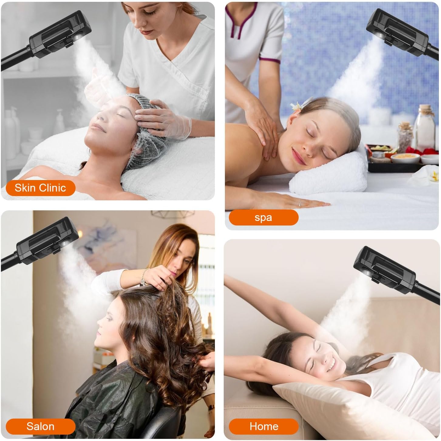 Professional Facial Steamer with 5X Magnifying Lamp, 2 in 1 Facial Steamer Upgrade PTC Heating, Esthetician Steamer Black Face Steamer for Salon Spa Beauty Skin Care (Black)