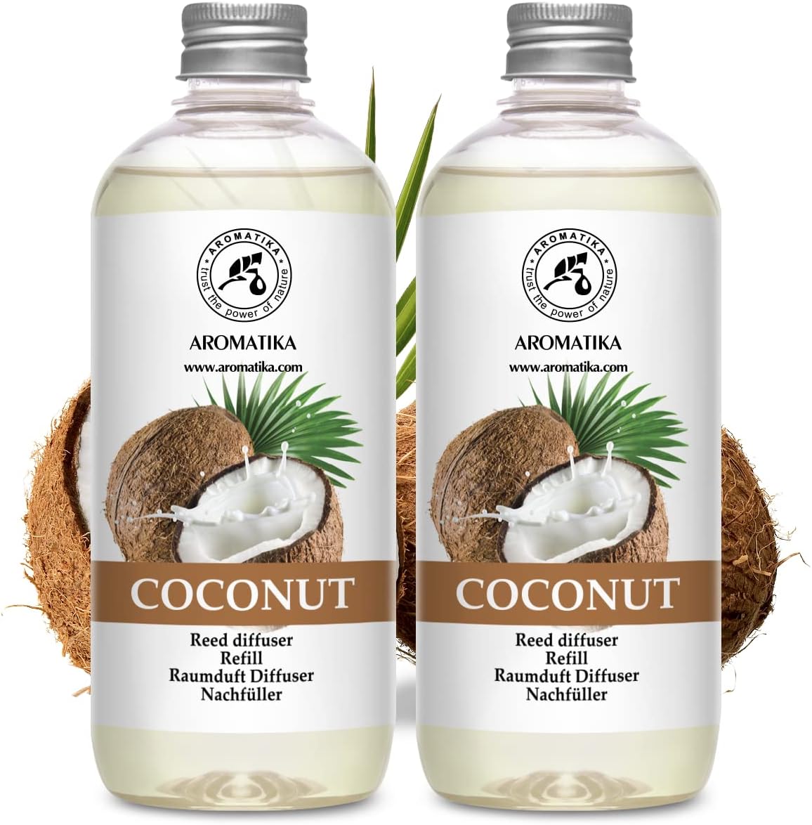 Reed Diffuser Refill Coconut - 2 x 17 Fl Oz - Room Diffuser Refill - Home Fragrance - Air Freshener - Scented Diffuser - Coconut Aroma - Room Fragrance - Coconut Scented Diffuser