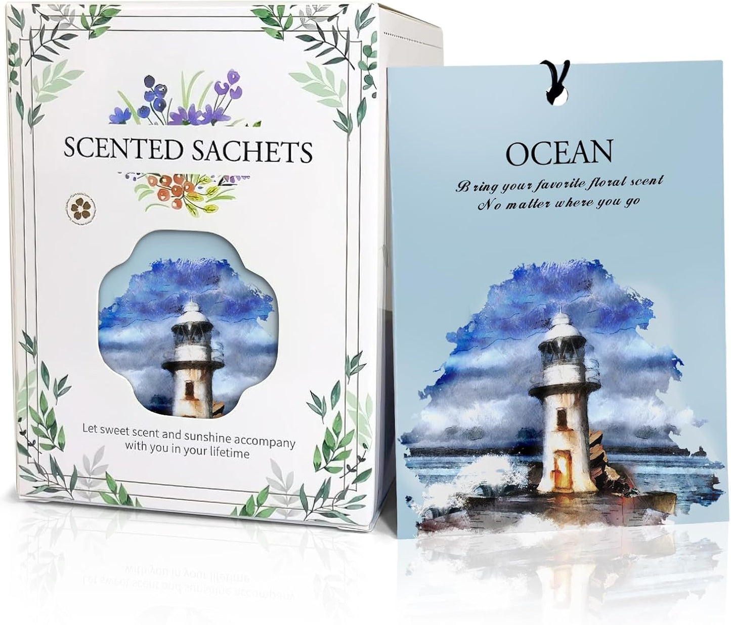 Ocean Scented Sachet Bags - 12 Pack Drawer & Closet Freshener, Long Lasting Odor Eliminator for Wardrobes, Cars & Storage, Home Fragrance Air Freshener Sachets