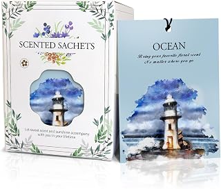 Ocean Scented Sachet Bags - 12 Pack Drawer & Closet Freshener, Long Lasting Odor Eliminator for Wardrobes, Cars & Storage, Home Fragrance Air Freshener Sachets