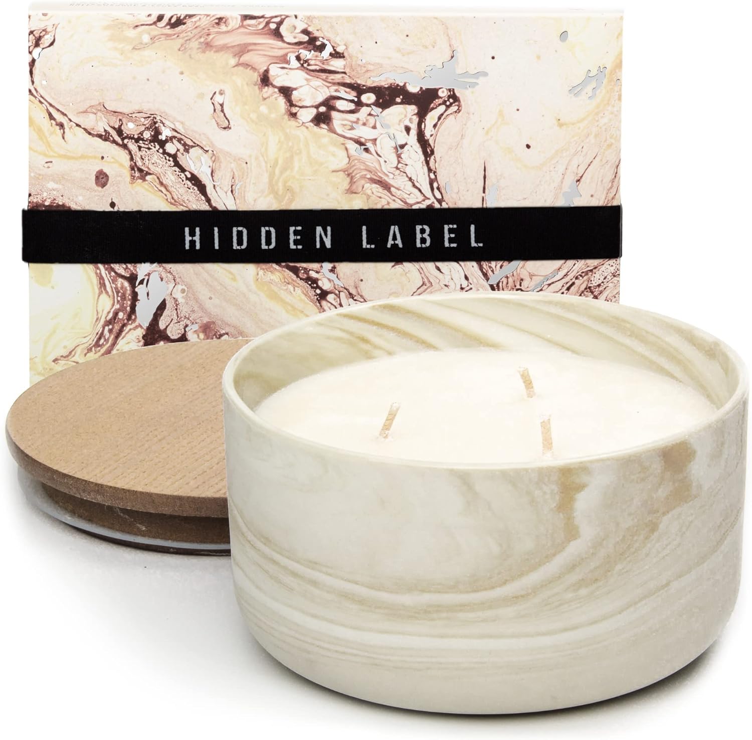 Vanilla Caramel Soy Candle, 14.8oz Soy Wax, 3 Wicks, Long-Lasting with Heat-Resistant Ceramic Jar, Soy Candles for Home Scented, Large Candle Gift for Womens at Living rooms Bedrooms Bathrooms Offices
