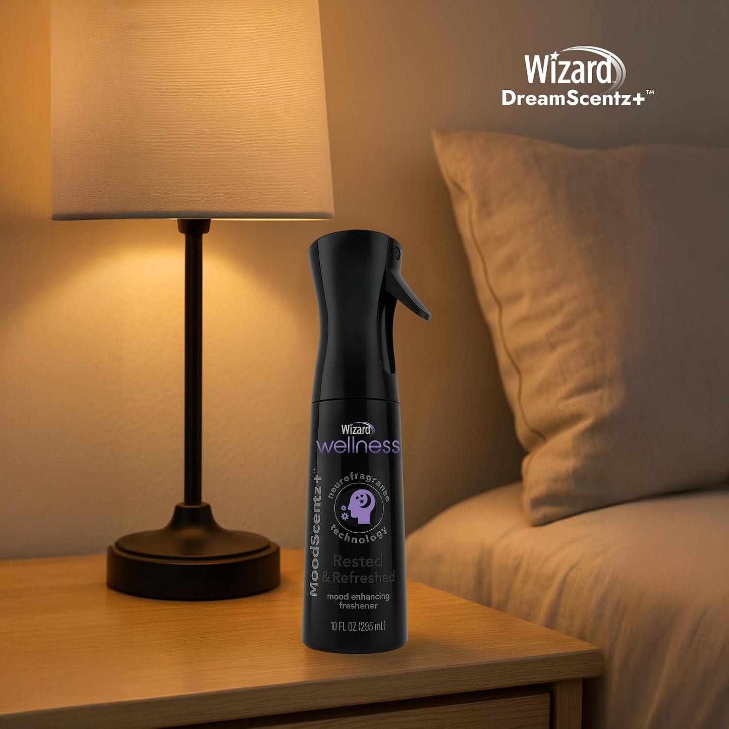 Wizard DreamScentz™ (Rested & Refreshed) Patented Science-Backed Mood-Enhancing Room Mist, Non-Aerosol Continuous Fine-Mist Spray with Neuro-Fragrance Technology – 10 Fl Oz