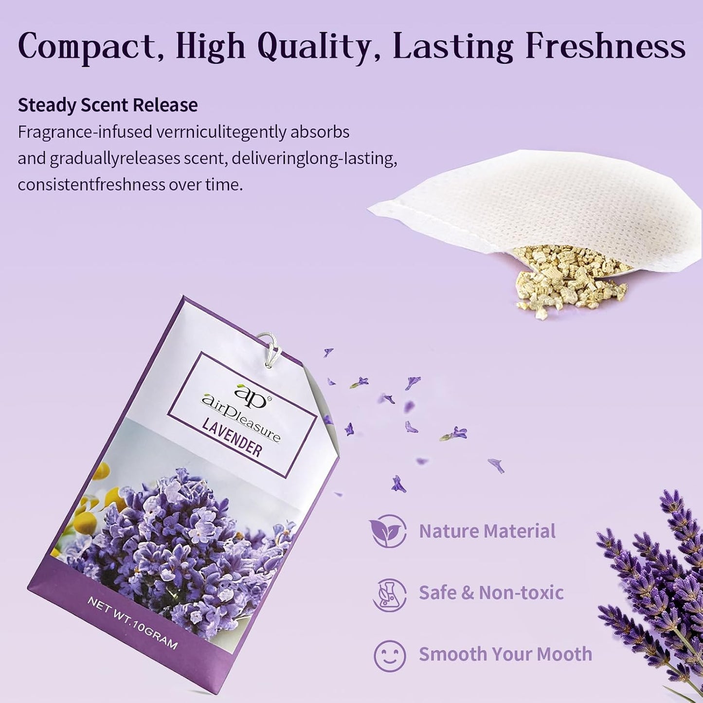 Lavender Scented Sachets Bag 6 Pack for Drawers & Closets, Long-Lasting Sachets Bags Wardrobe Freshener, Drawer Deodorizer Fresh Scents Home Fragrance Air Freshener Bags for Home Room