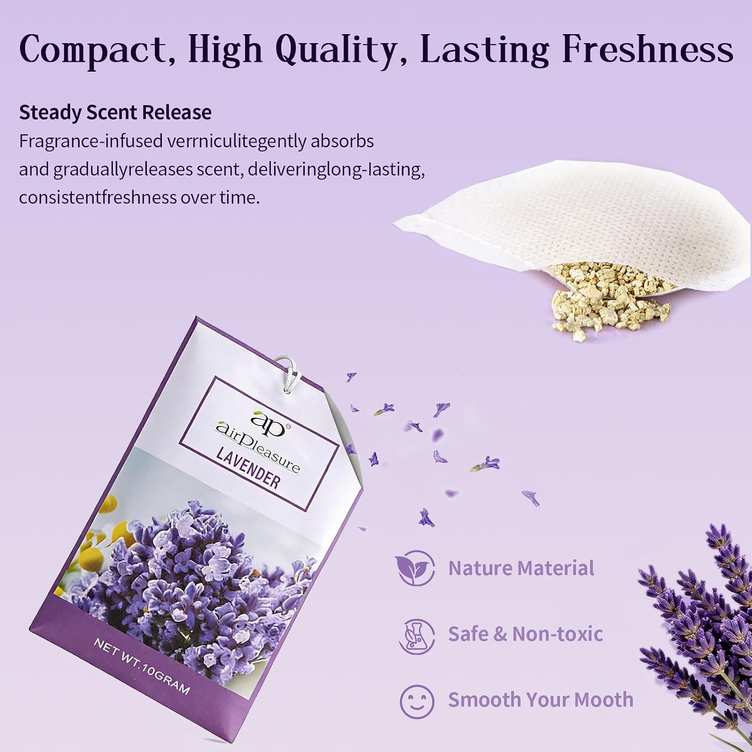 Lavender Scented Sachets Bag 6 Pack for Drawers & Closets, Long-Lasting Sachets Bags Wardrobe Freshener, Drawer Deodorizer Fresh Scents Home Fragrance Air Freshener Bags for Home Room