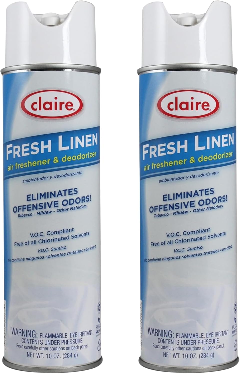 Claire Fresh Linen Air Freshener and Deodorizer; 10 Oz. Net Wt. (2 Pack)