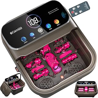 OOAMBB Collapsible Foot Spa with Heat, Bubble,Temp Control,Remote Control, Color Touch Screen Foot Bath Massager with 6 Massage Rollers,Foot Soaking Tub,Pedicure Foot spa for Stress Relief (Deep Grey)